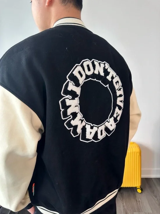 Classic Black and Cream Varsity Jacket - Men's - Picture 3 of 4